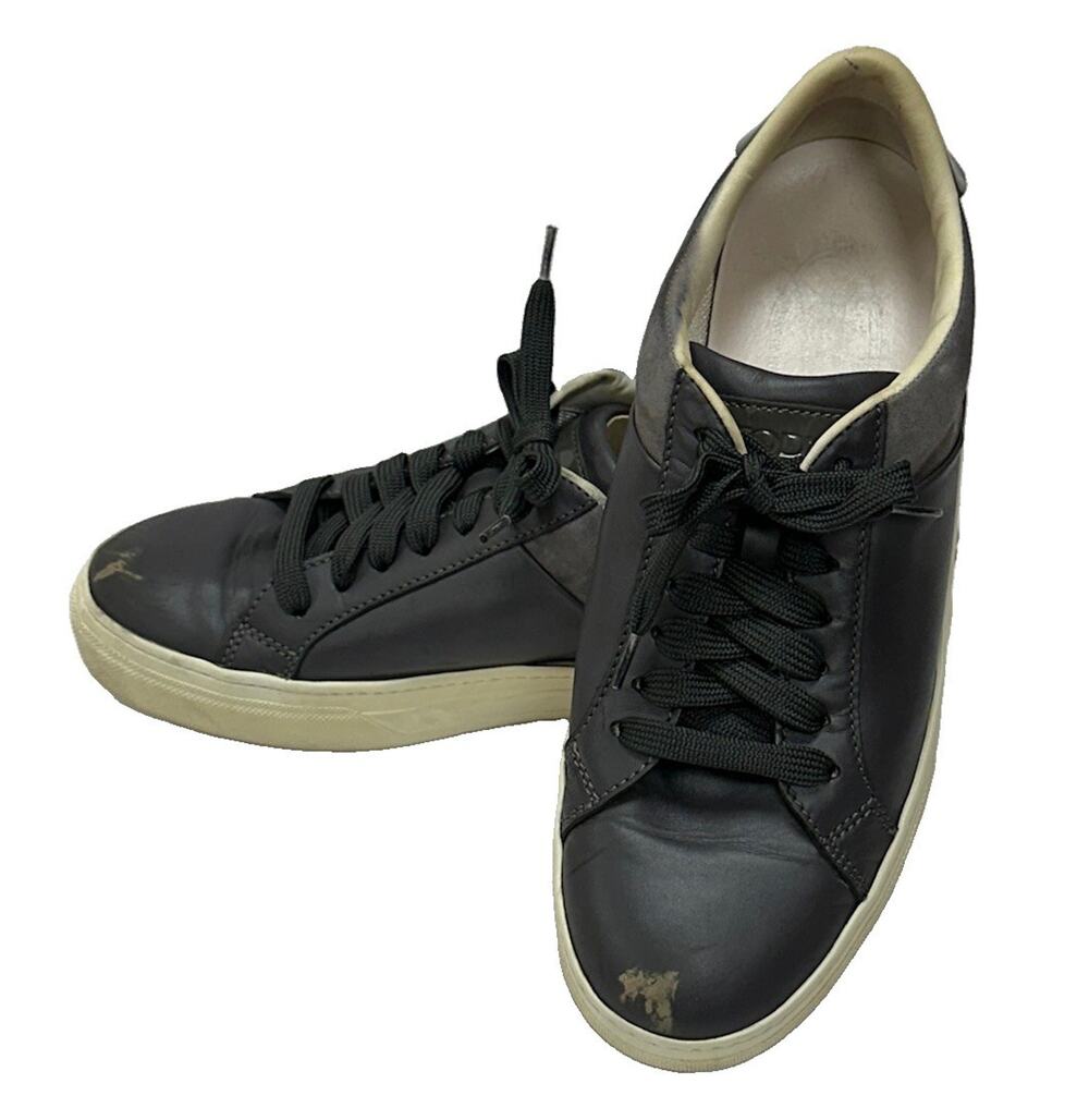 Women's TOD'S Gray Colored Leather/Suede/Patent Leather Sneakers, size 39 PICS